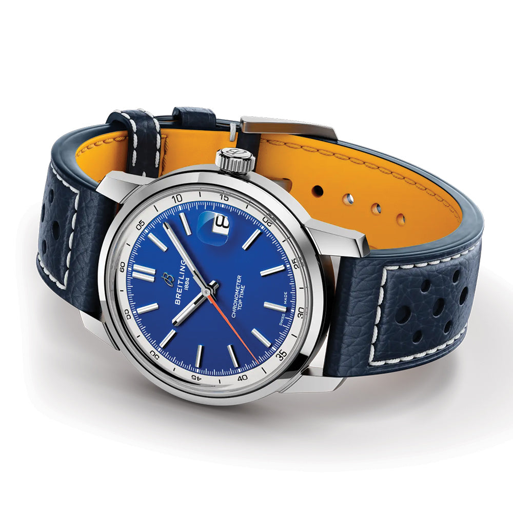 Top Time B31 38mm Blue Dial Men's Watch with Genuine Leather Strap - Perfect for Business, Casual & Formal Occasions