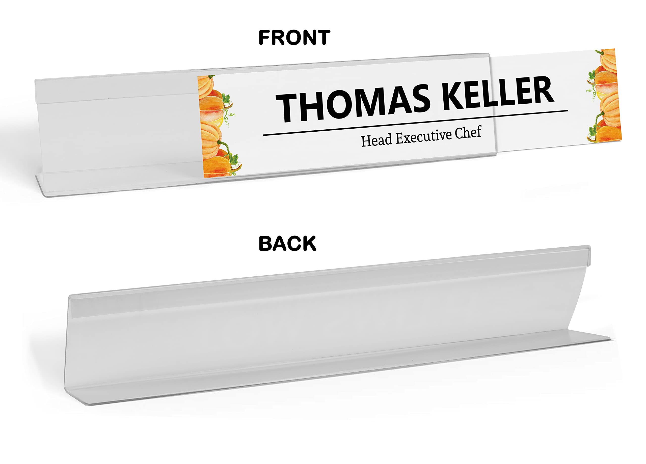 Custom Acrylic Desk Name Plate - Personalized Office Name Sign with Pretty Pumpkin Design (2x8 Inches) | Perfect for Corporate Gifts, Reception Desks & Home Office Decor