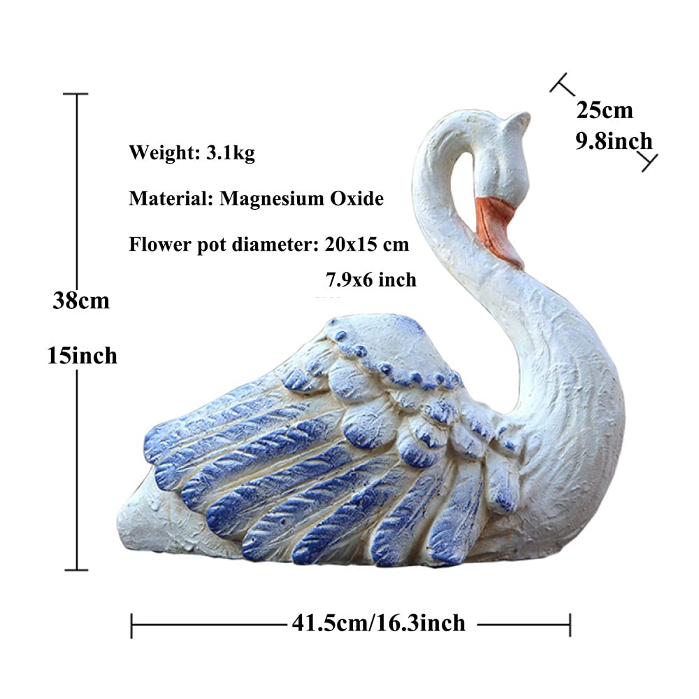 White Swan Garden Bird Statue - Elegant Outdoor Indoor Plant Pots with Drainage Holes | Home Garden Décor for Patio, Yard & Living Room | Perfect Flower Planter for Herbs, Succulents & Small Plants
