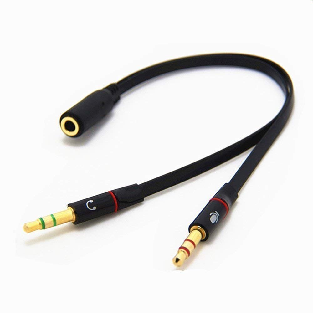 Premium 3.5mm Headphone Splitter - 2 Male to 1 Female Gold Plated Audio Y Adapter for Computer, Smartphone, PC - Ideal for Gaming, Music Sharing & Conference Calls (Black, 1 Pack)