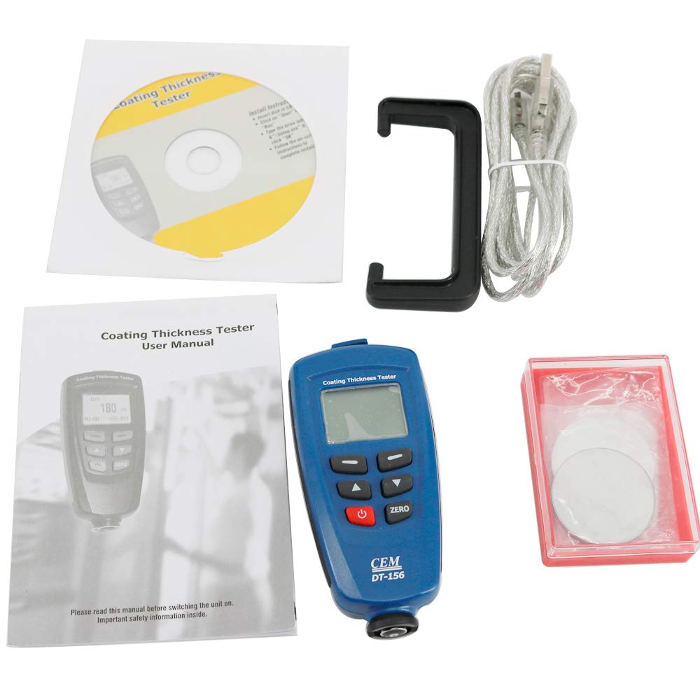 DT-156 Digital Coating Thickness Gauge Meter Tester 0-1250μm with Built-in Auto F/NF Probe - for Automotive, Metal, Paint & Industrial Quality Control
