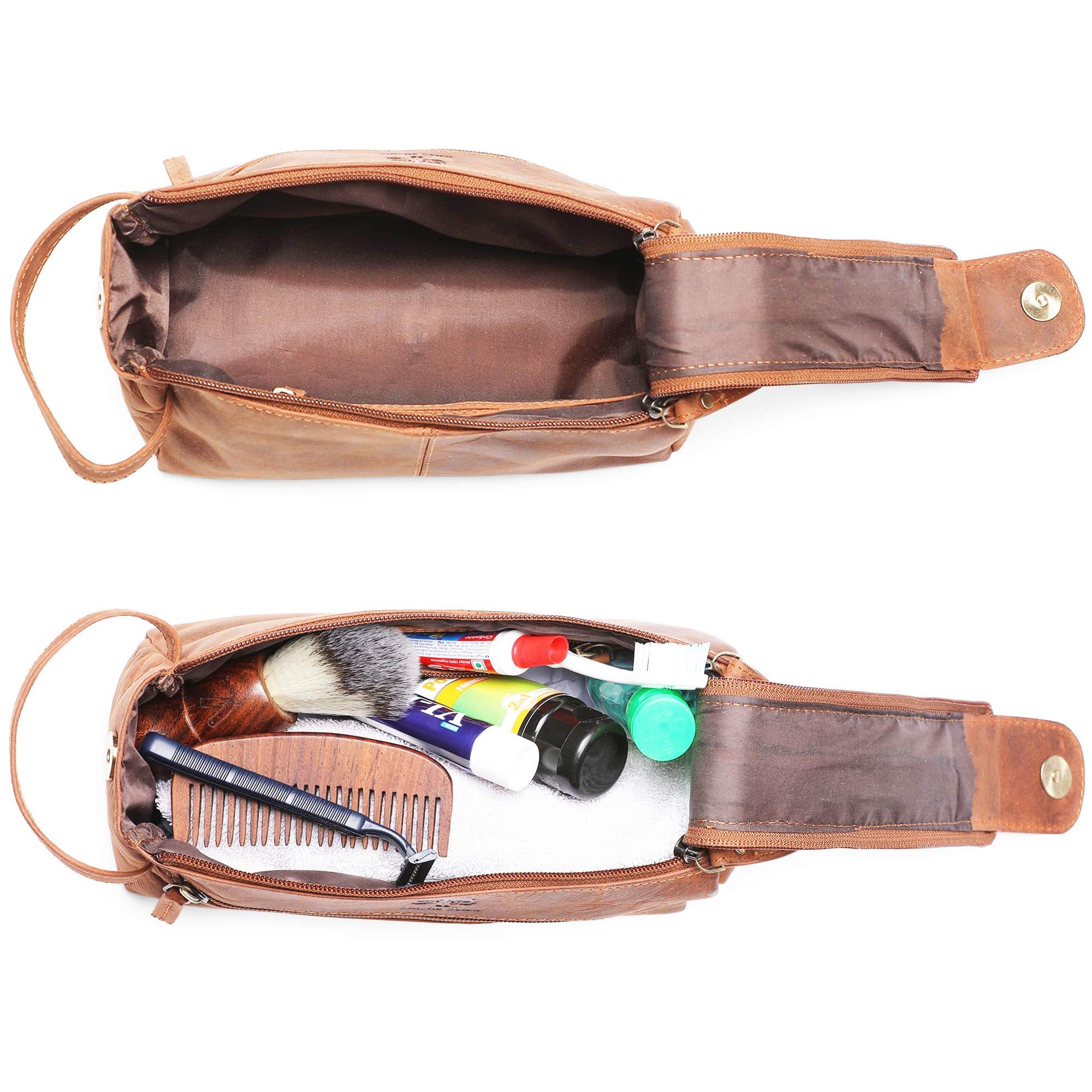 Premium Leather Duffel Bag & Toiletry Bag Set - Stylish Travel Weekender for Men & Women | Perfect for Business Trips, Gym, Weekend Getaways & Gifts
