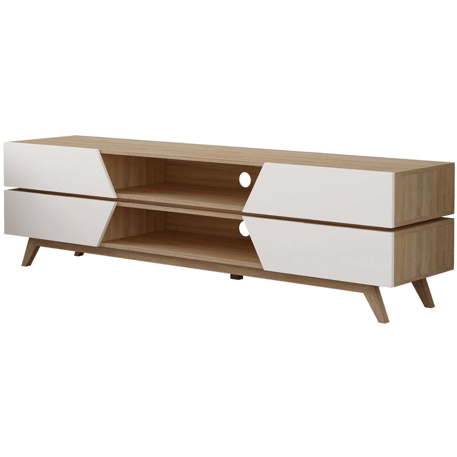 NORDIC 1800 Entertainment Unit - Solid Oak TV Stand with Storage by Criterion | Perfect for Living Room Home Theater Setup