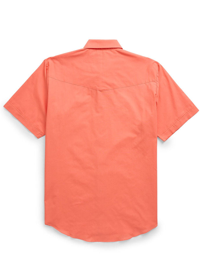 Ely Cattleman 201605 54 Men's Short Sleeve Solid Western Shirt Coral - Perfect for Rodeo, Country Music Festivals & Casual Western Wear