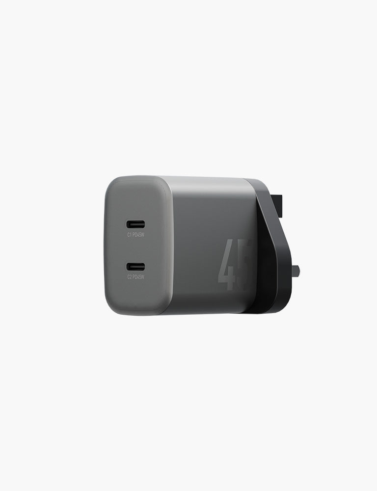 AmpCharge GaN45 Fast Charger with UK Plug - Compact & Efficient USB-C Charger for iPhone, Samsung, MacBook - Perfect for Travel, Home & Office Use