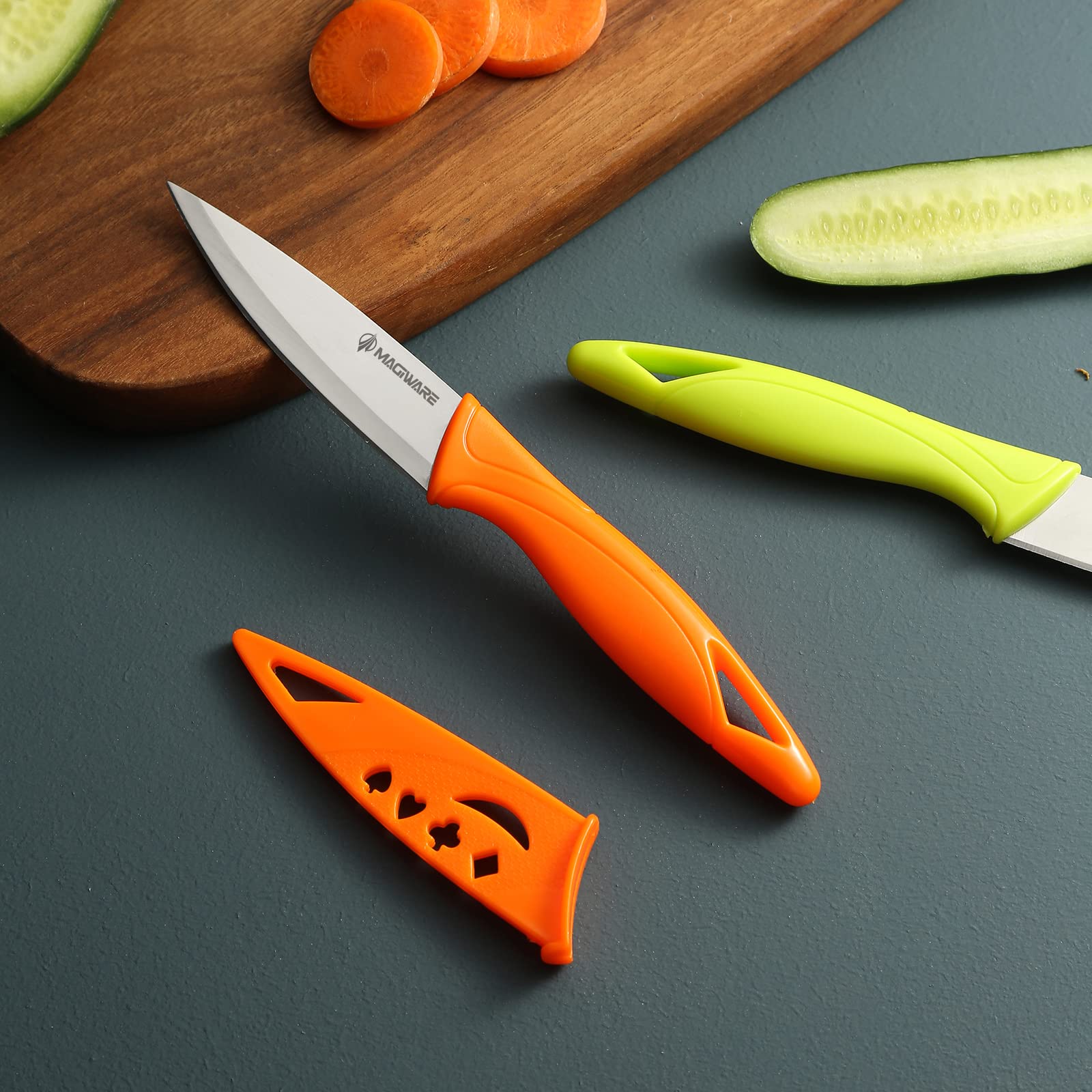8PCS Ultra Sharp Paring Knife Set with Cover - 3.5 Inch Small Kitchen Knives for Vegetables, Fruits & Precision Cutting | Perfect for Meal Prep, Cooking & Crafting