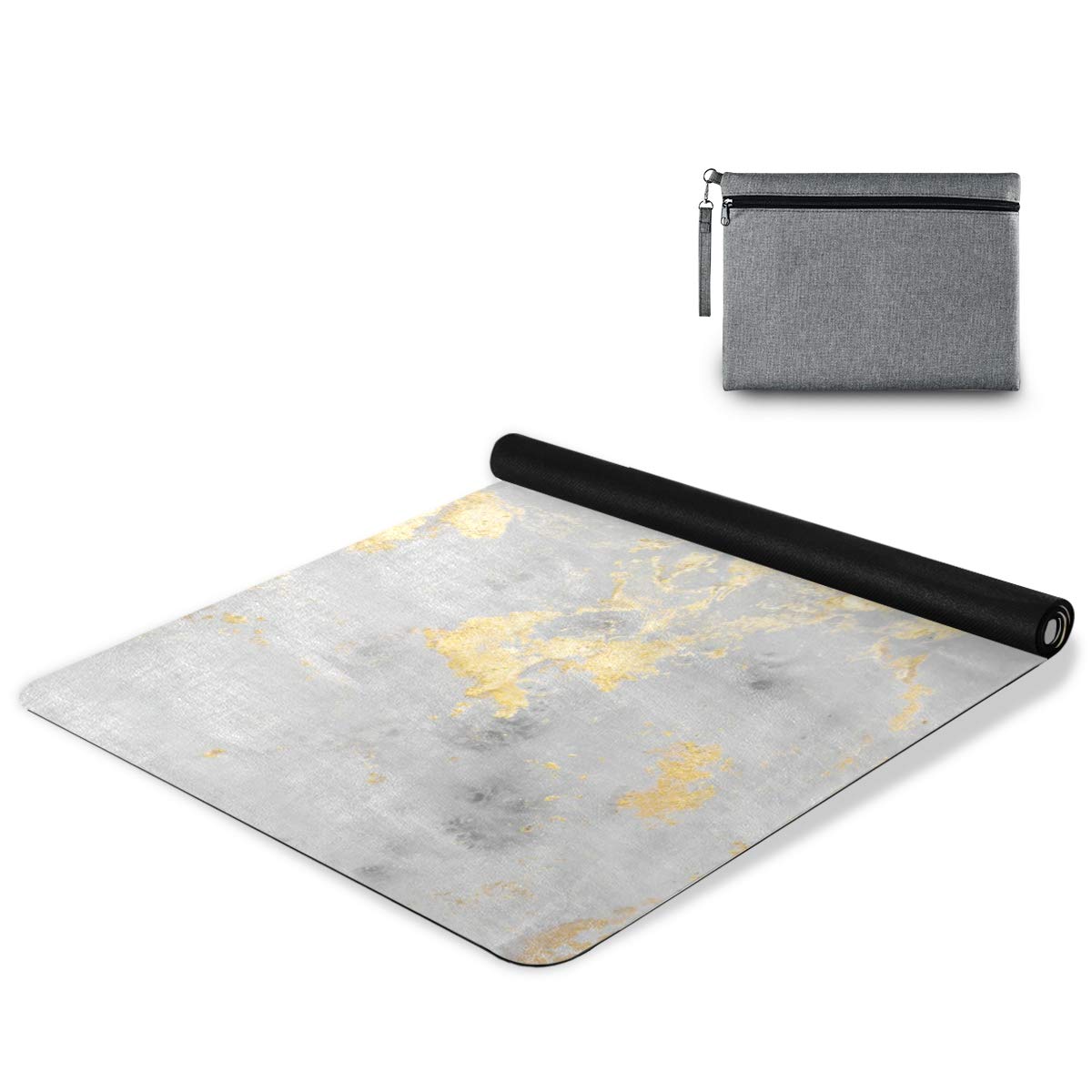 ALAZA Non-Slip Marble Golden Splatter Yoga Mat - Black & White Fitness Exercise Mat for Yoga, Pilates, Home Workouts & Floor Exercises | Perfect for Gym, Studio & Indoor Training