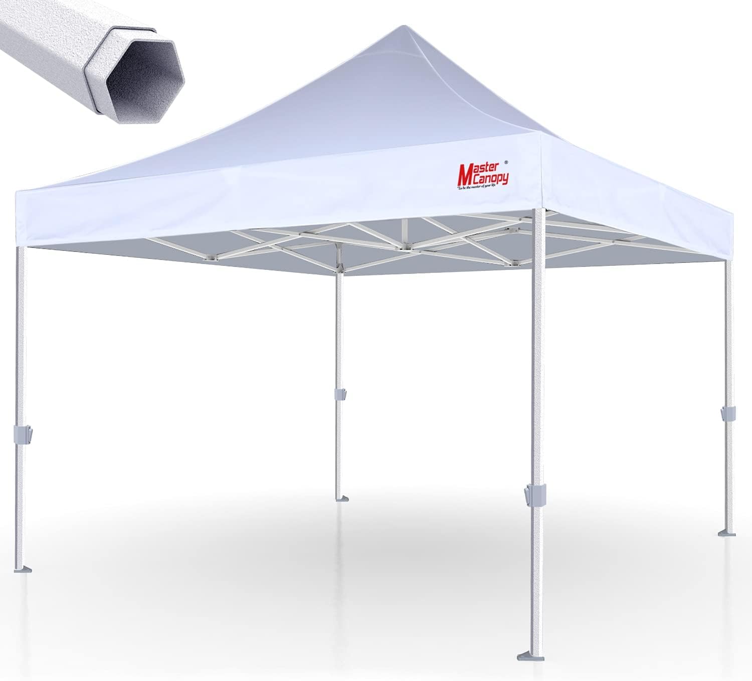 MASTERCANOPY Premium Heavy Duty 10x10 White Commercial Instant Canopy Tent - Waterproof Pop Up Shelter for Outdoor Events, Farmers Markets, Camping & Beach Parties