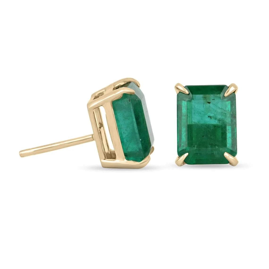 5.62tcw Classic Vivid Green Emerald Solitaire Stud Earrings in 18K Gold - Perfect for Weddings, Anniversaries & Special Occasions