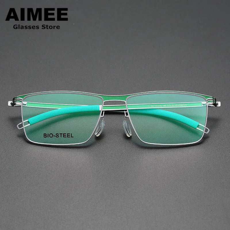 Aimee Unisex Full Rim Square Screwless Titanium Acetate Eyeglasses 22261 - Lightweight Durable Frame for Reading, Working & Daily Wear