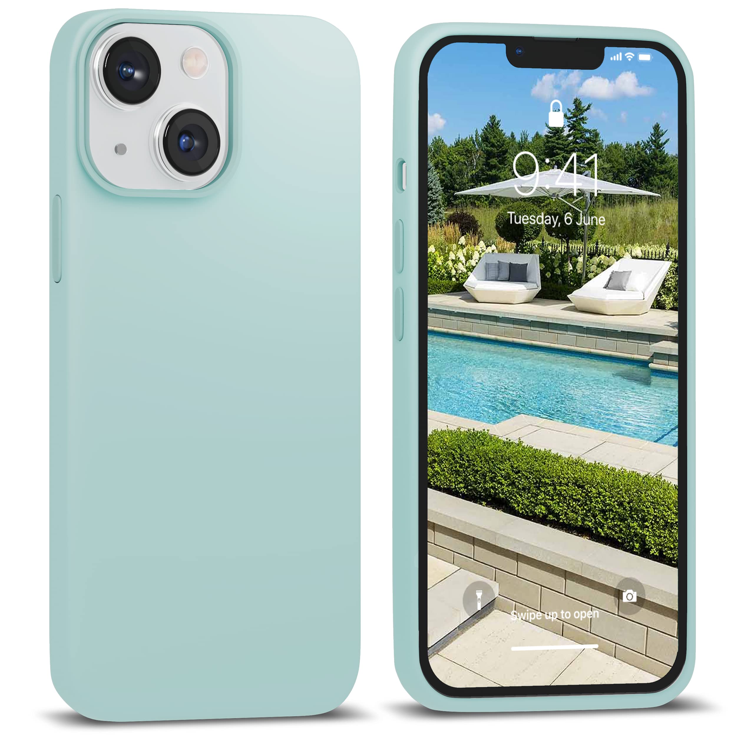 IceSword iPhone 13 Mini Case Mint Green - Slim Shockproof Silicone Cover with Soft Anti-Scratch Microfiber Lining | Protective Phone Case for 5.4 Inch iPhone 13 Mini | Perfect for Everyday Use, Travel & Outdoor Activities