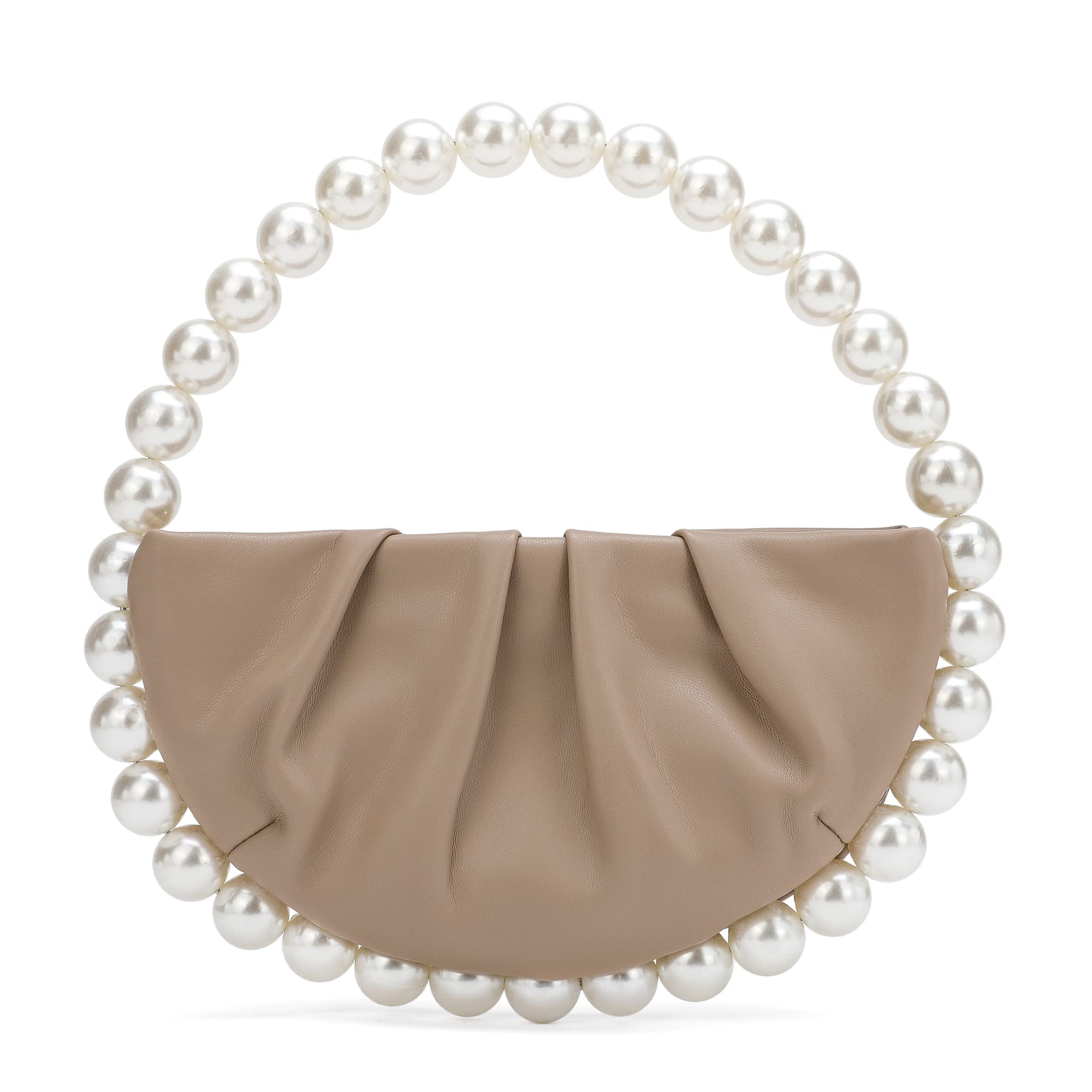 Elegant Pearl Soft Face Pleated Handbag - Women's Evening Clutch Purse for Party, Prom, Wedding & Bride | Perfect for Phone, Cards & Essentials | Ideal for Night Out, Gala & Special Occasions