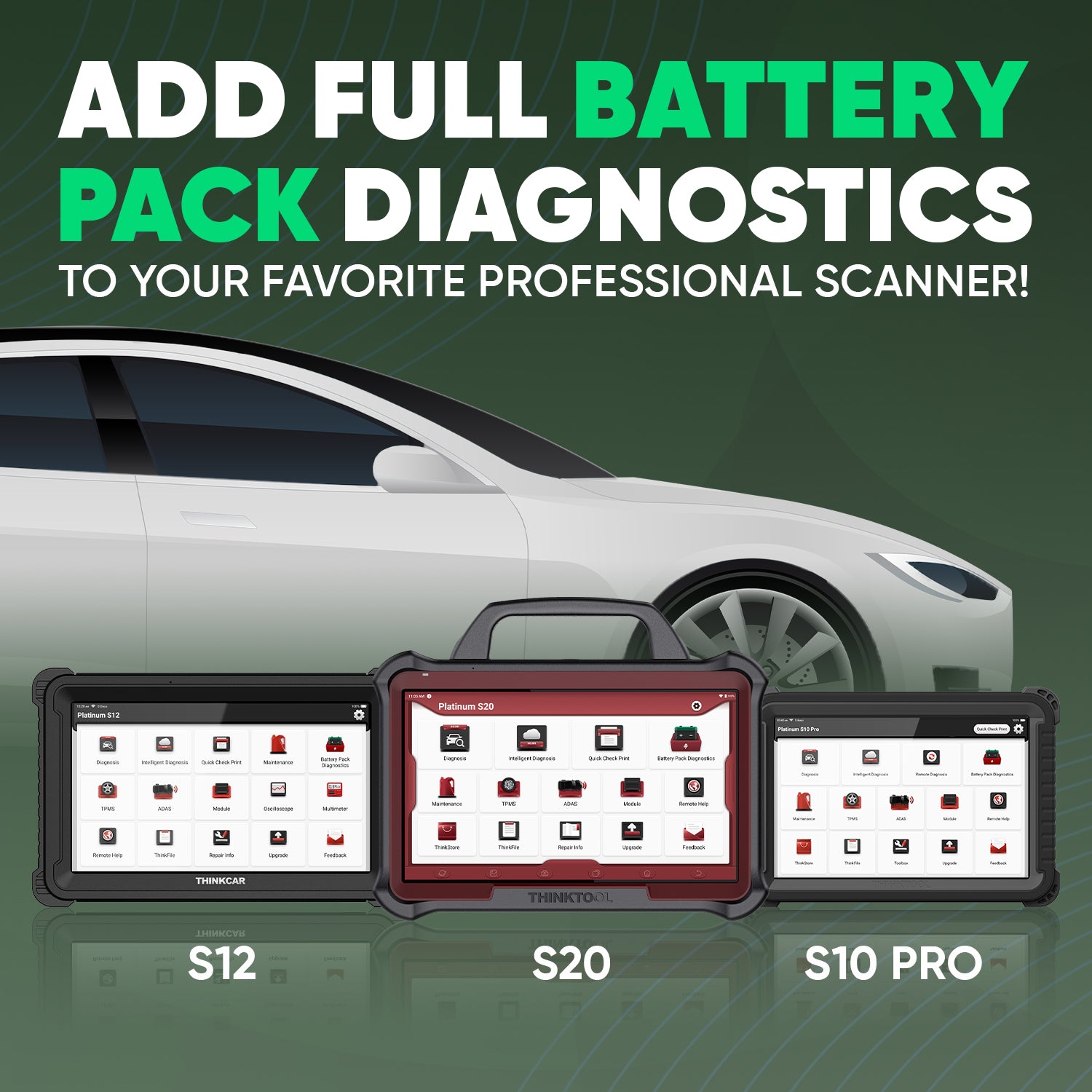 THINKCAR EV ADD ON Kit - OBD2 Scanner for Electric Vehicles, Car Diagnostic Tool with Bluetooth - Perfect for EV Maintenance, Performance Monitoring & Troubleshooting