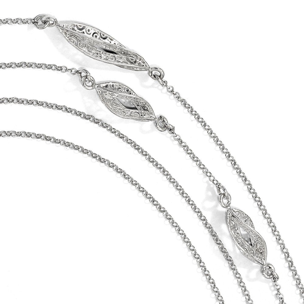 925 Sterling Silver Polish Filigree Multi-Strand Fancy Necklace for Women - 30 Inch Elegant Layered Chain - Perfect for Weddings, Parties & Special Occasions