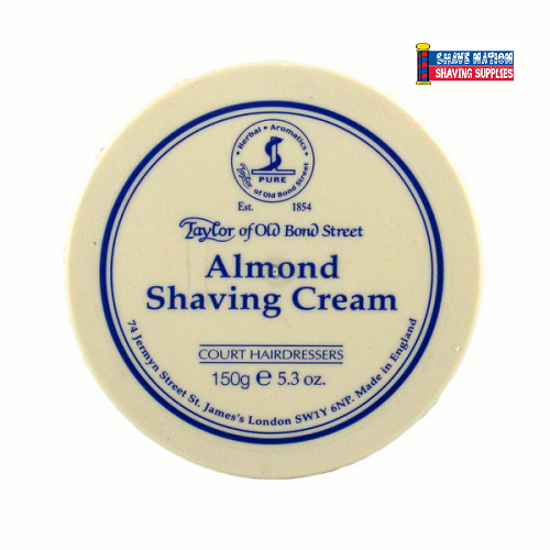 Taylor of Old Bond Street Almond Shaving Cream Jar - Luxury Shave Cream for Men with Natural Ingredients - Perfect for Wet Shaving & Grooming Routine