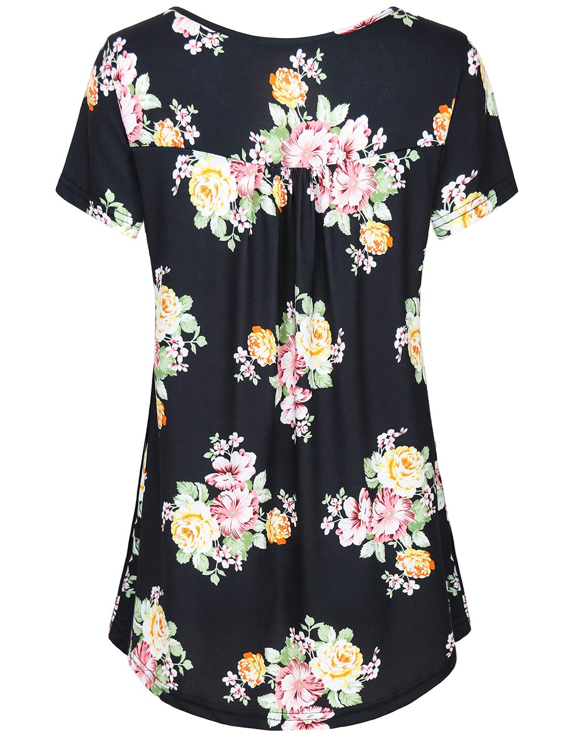 Women's Flowy Notch Neck Short Sleeve Casual Tunic Top - Comfortable Loose Fit Blouse for Summer, Work, Travel & Everyday Wear
