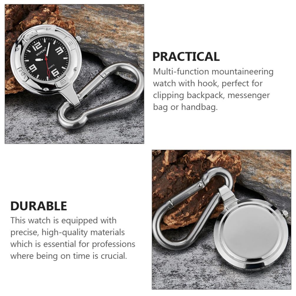 Hemobllo Unisex Clip-On Quartz Pocket Watch with Carabiner - Stylish Hanging Watch for Backpack, Hiking, Climbing & Outdoor Adventures | Perfect for Camping, Travel & Everyday Use