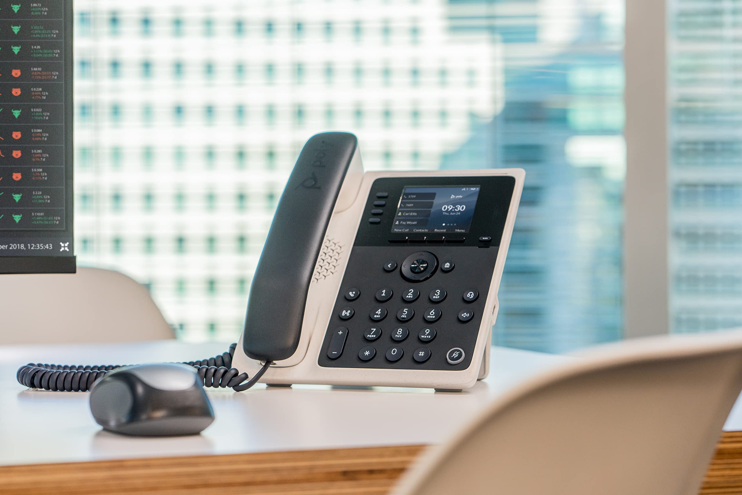 Plantronics Poly Edge E220 IP Desk Phone with 4-Line Keys & Bluetooth – Supports 16 Lines, Mobile & Headset Pairing – Ideal for Office Common Areas, Conference Rooms & Call Centers