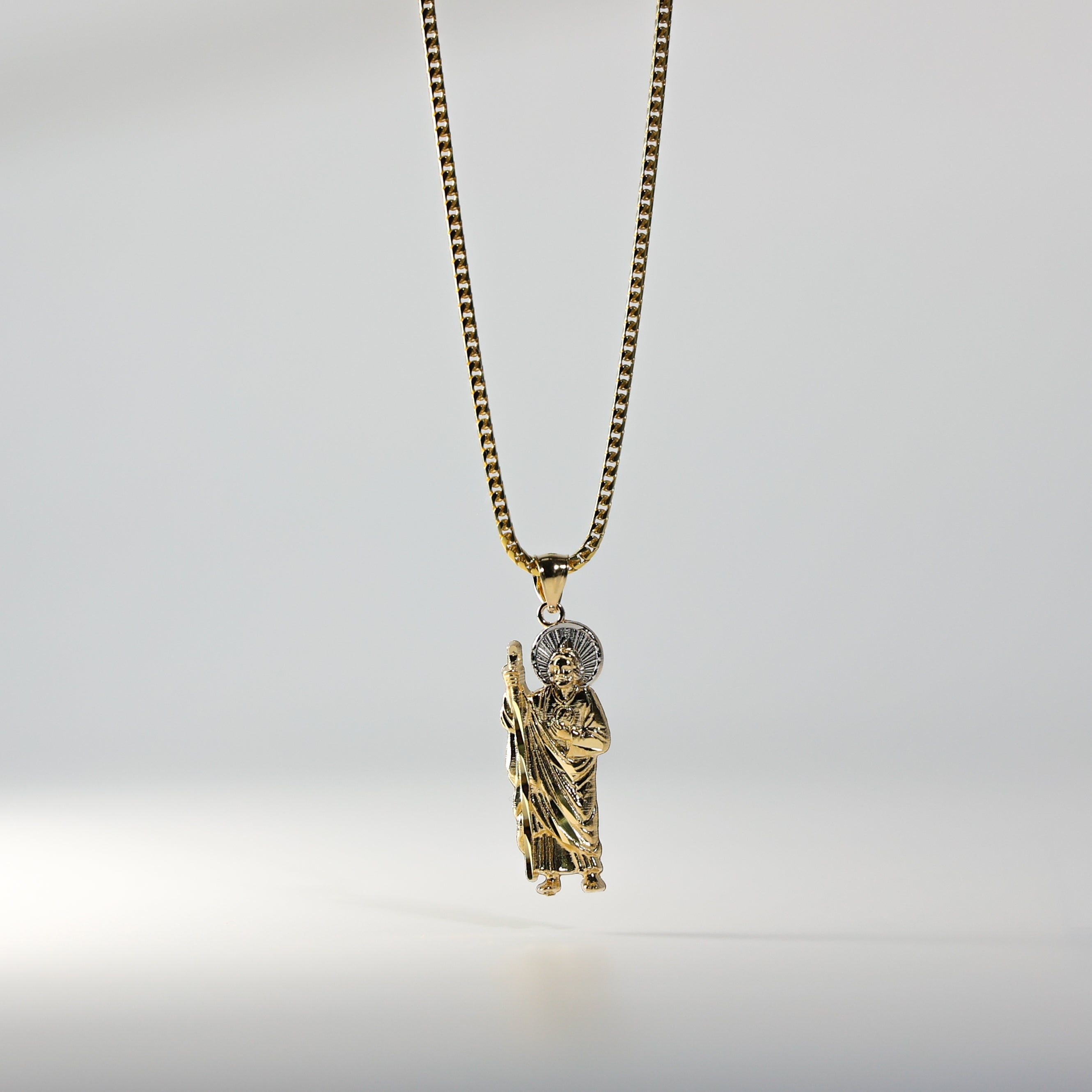 St. Jude Standing Pendant in Gold - Large Size (Model 0100) - Perfect for Religious Jewelry Gifts & Faith-Based Accessories