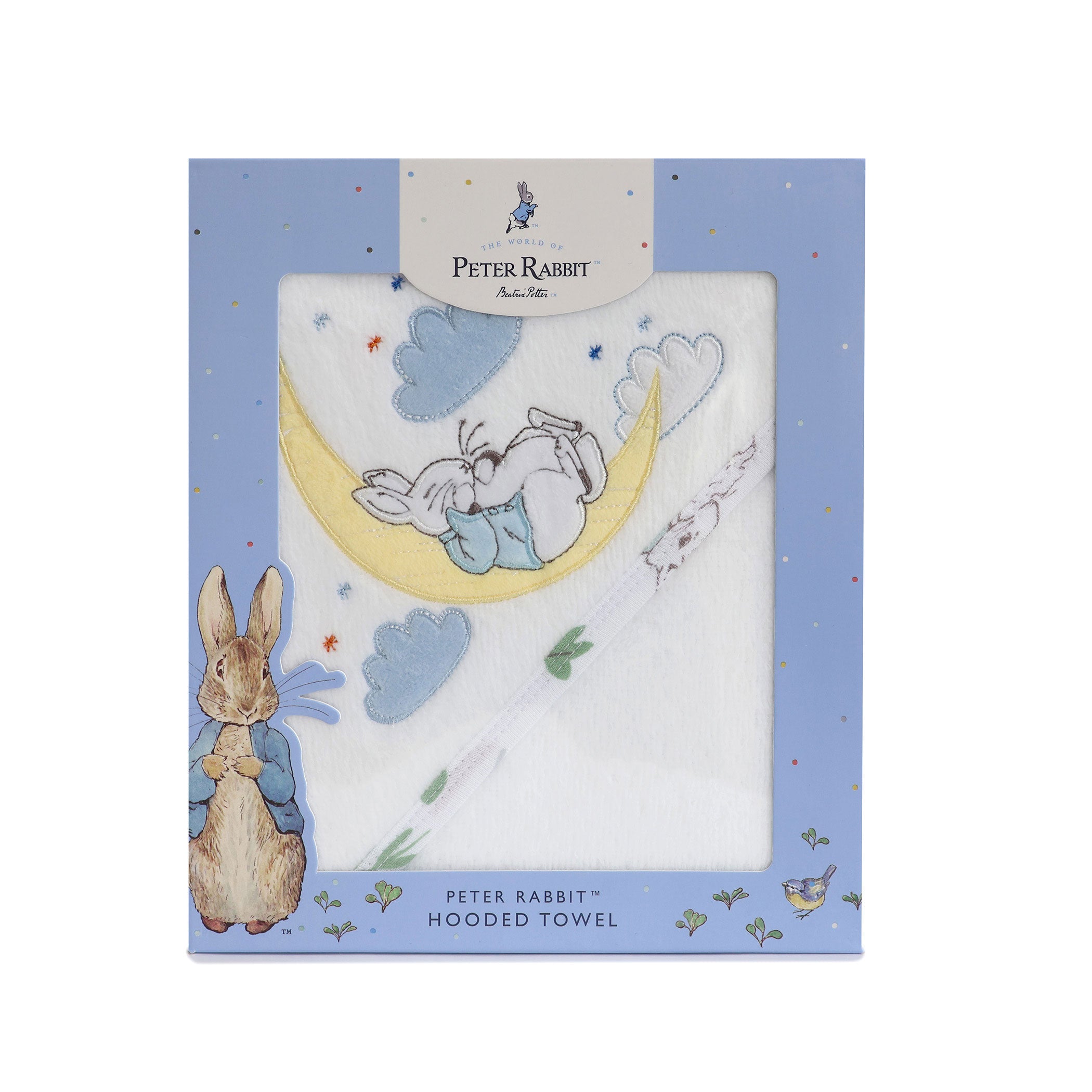 Peter Rabbit 'New Adventure' Hooded Towel - Soft Baby Bath Towel with Hood, Blue - Perfect for Newborns, Toddlers & Kids After Bath, Swimming or Beach Time