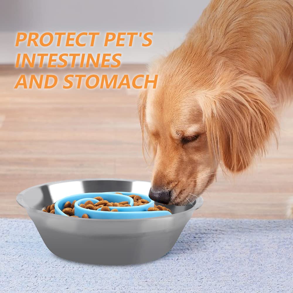 Slow Feeder Dog Bowl Insert - Soft Silicone Anti-Choking Pet Food Bowl for Small, Medium & Large Dogs | Fits Regular & Elevated Bowls | Perfect for Fast Eaters & Digestive Health | Use During Mealtime or Training Sessions