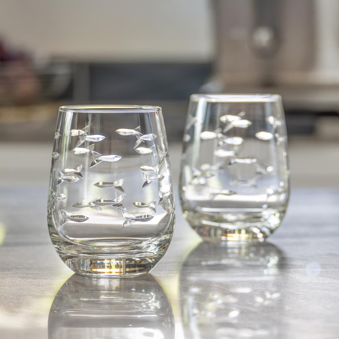 15oz Clear Stemless Wine Tumbler Glasses - 12 Pack Set | Perfect for Parties, Weddings & Home Entertaining