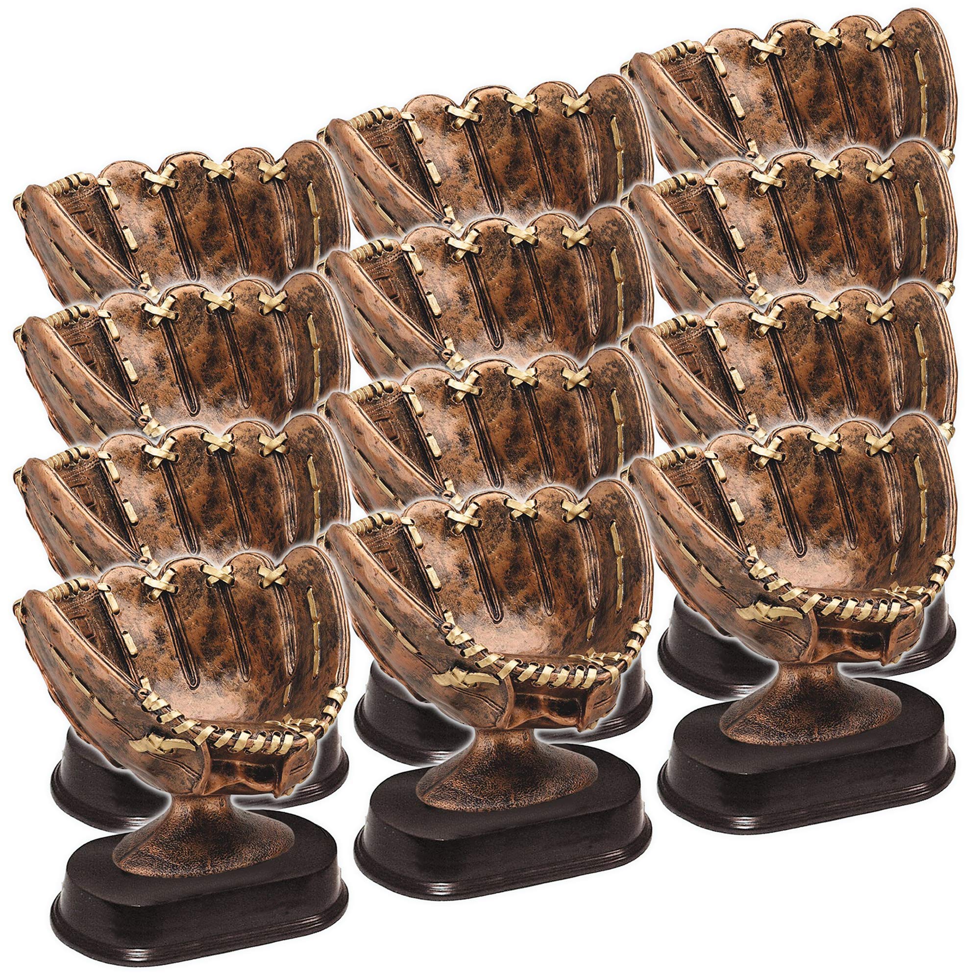 Bronze Softball Glove Ball Holder Trophy - 5 Inch Tall Game Ball Award - Perfect for Baseball Awards, Sports Trophies & Championship Displays