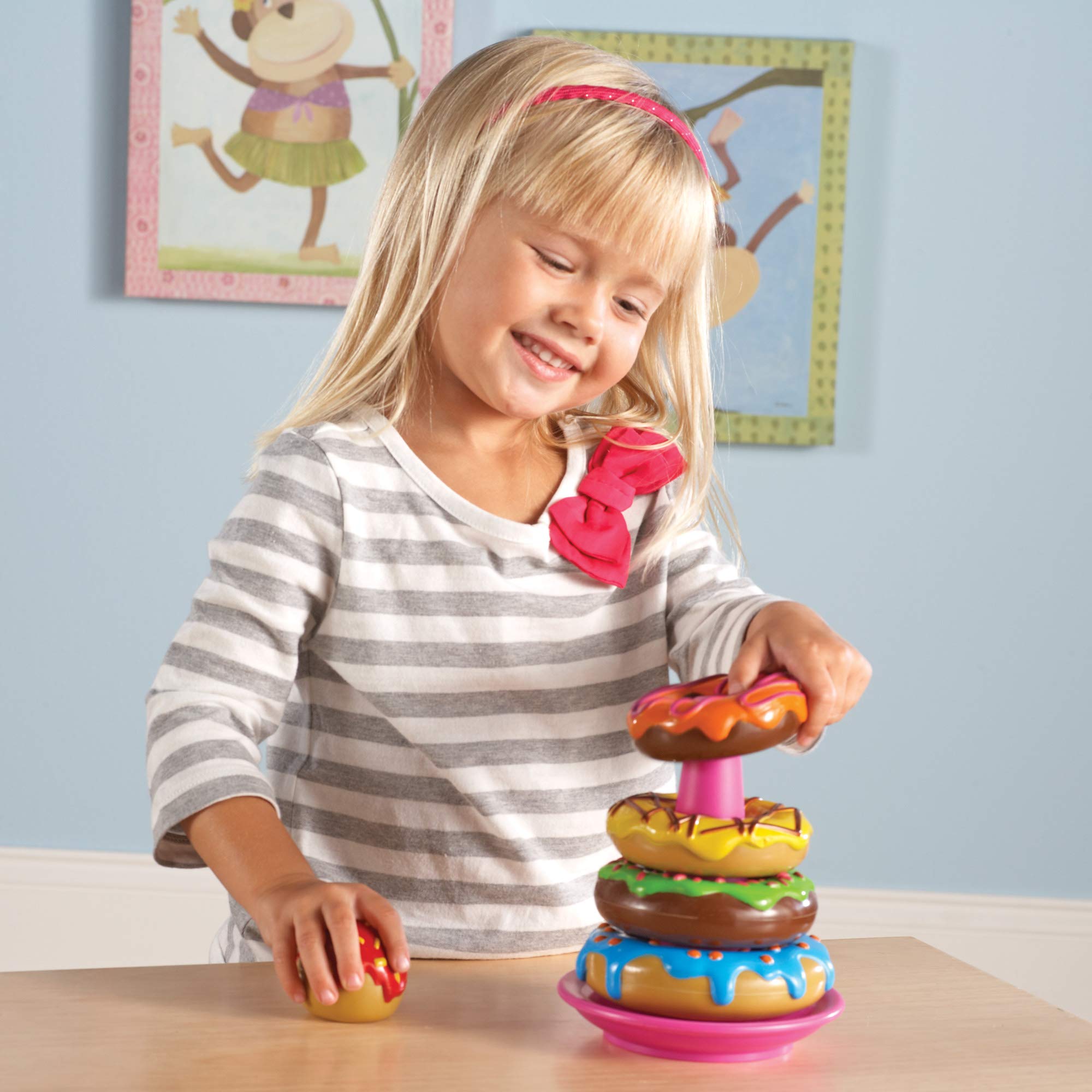 Learning Resources Smart Snacks Stack 'em Up Doughnuts - 7 Piece Counting & Fine Motor Skills Toy Set for Toddlers Ages 18+ Months | Educational Donut Stacking Game for Preschool Learning & Playtime Fun