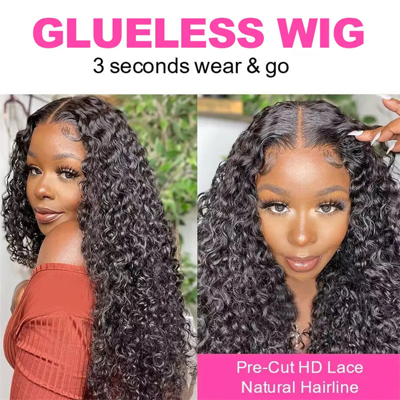Eullair Wear Go Glueless Wig - Water Wave 6x4 5x5 HD Lace Closure Human Hair Wigs for Women | Pre-Cut Lace, Natural Hairline & Beginner Friendly | Perfect for Daily Wear, Parties & Special Occasions