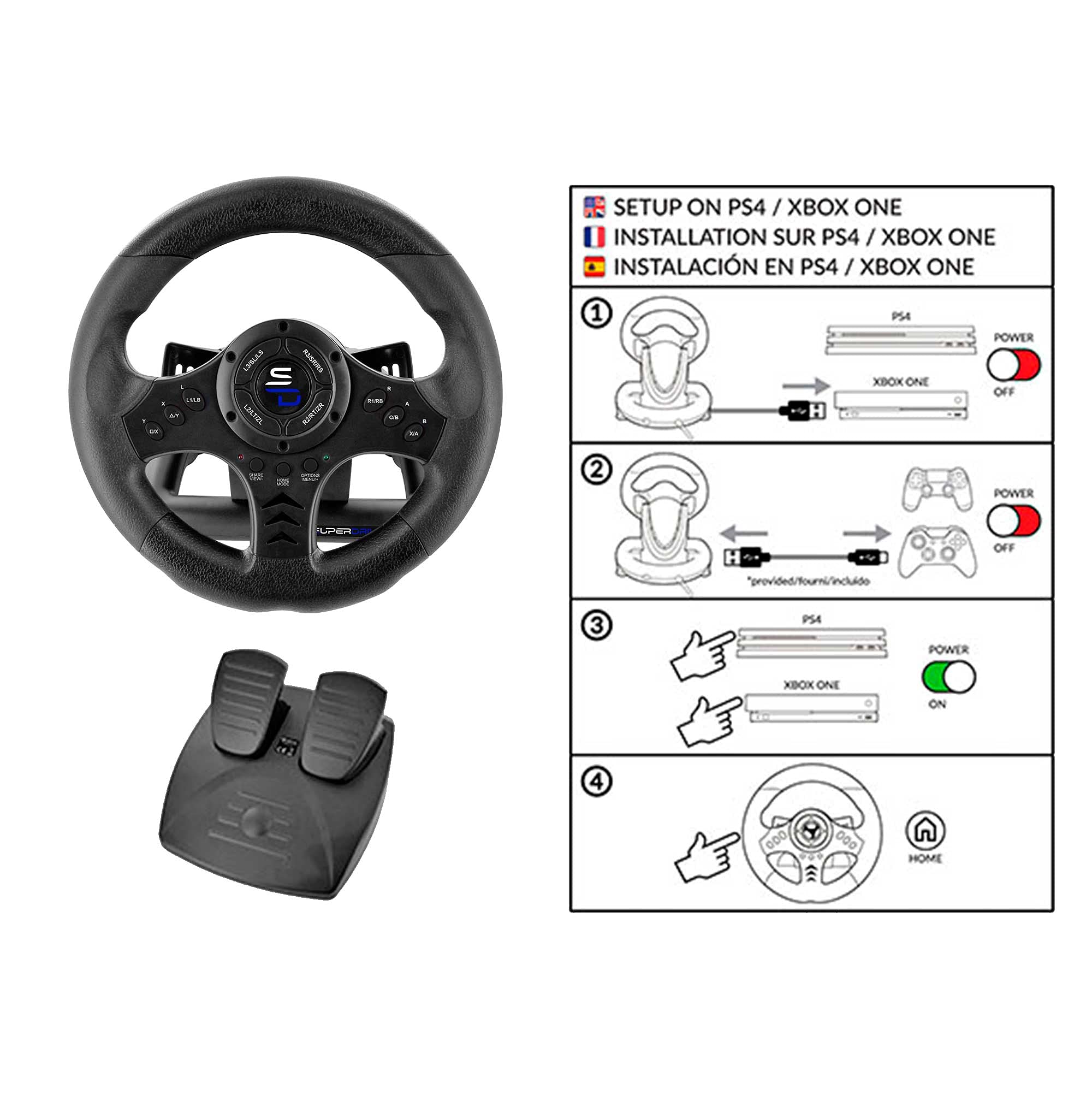 Premium SV450 Racing Wheel with Pedals & Shifter - Compatible with Xbox Series X/S, PS5, PS4, Xbox One, PC & Nintendo Switch | Programmable for All Racing Games | Perfect for Sim Racing & Gaming Setups