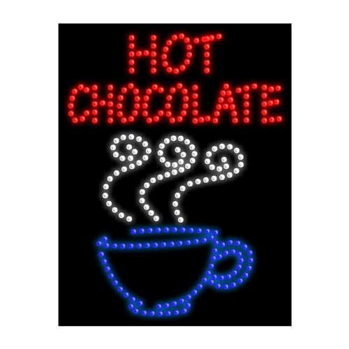 Hot Chocolate LED Dots Sign #21731 - Warm Glow Cafe Decor for Winter & Christmas - Perfect for Coffee Shops, Home Kitchen, and Holiday Decorations