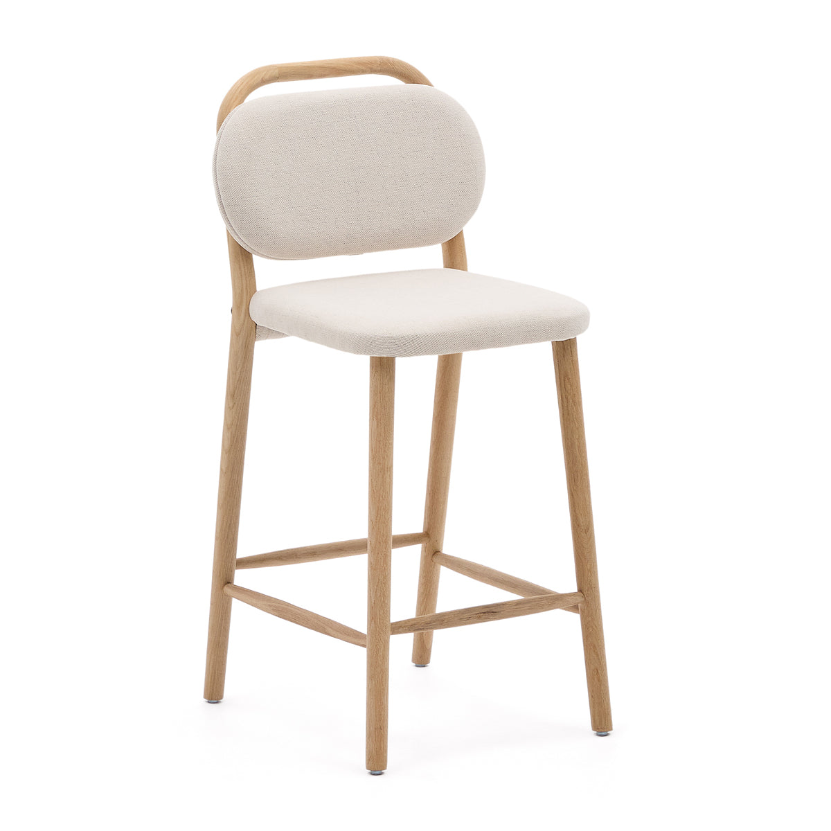 Kave Home Helda Bar Stool - Modern Adjustable Counter Height Stool for Kitchen Island, Breakfast Bar & Home Decor - Comfortable PU Leather Seat with Metal Base