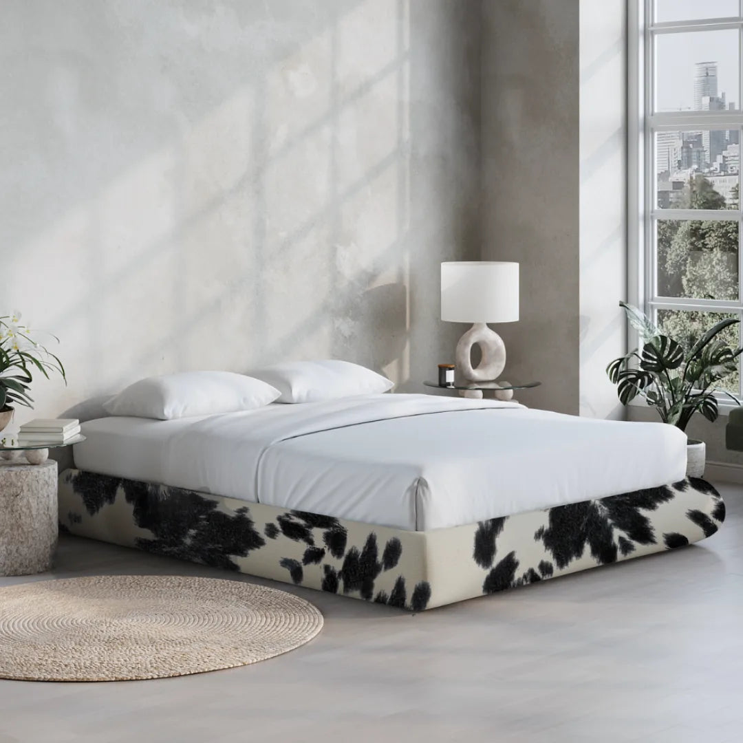 Luna Bed Frame - Queen Size Vegan Leather Upholstered Platform Bed with Wooden Slats | Modern & Eco-Friendly Bedroom Furniture for Home Decor
