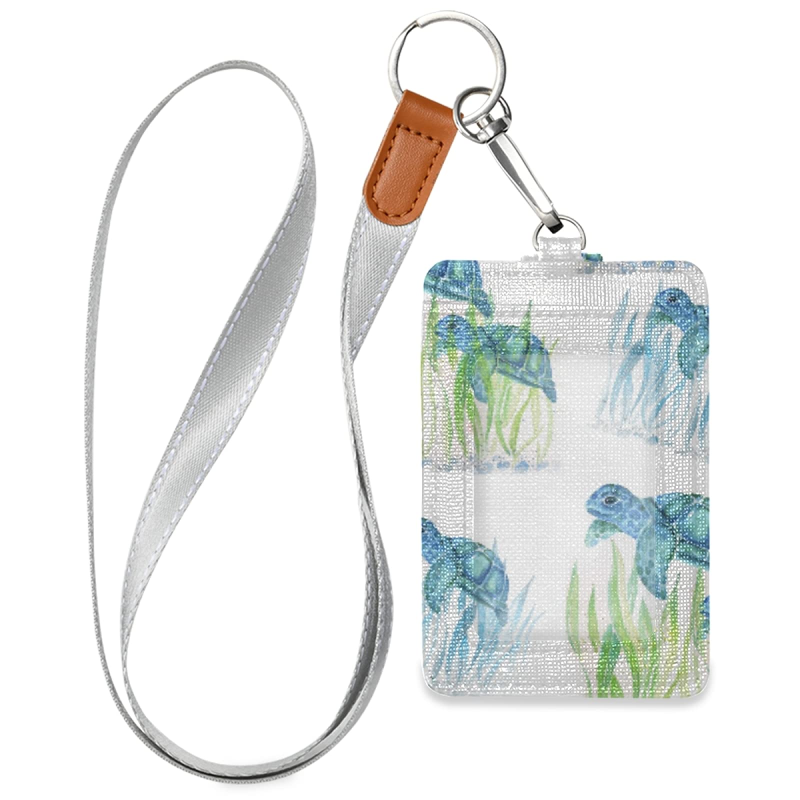Waterproof Leather ID Badge Holder with Lanyard - Vertical Design for Office & School Staff