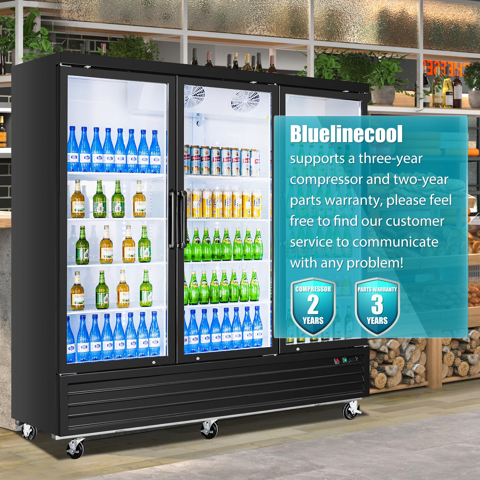 62 Cu.Ft Commercial Beverage Refrigerator with Glass Door - LED Display Cooler for Drinks, Beer, Wine - Energy Efficient Merchandiser Fridge for Restaurants, Grocery Stores & Home Bars - Perfect for Commercial Kitchens, Convenience Stores & Entertainment Areas