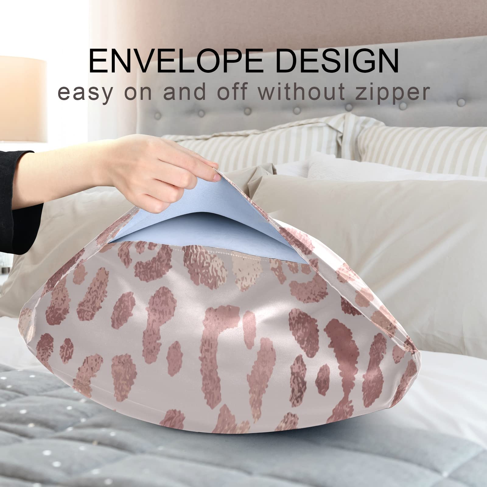 ALAZA Satin Pillowcase for Hair and Skin - Rose Gold Leopard Print Soft Pillow Cover 26x20 Inches | Standard Size Silk Pillow Case for Women & Men | Perfect for Bedroom, Travel & Gift Giving