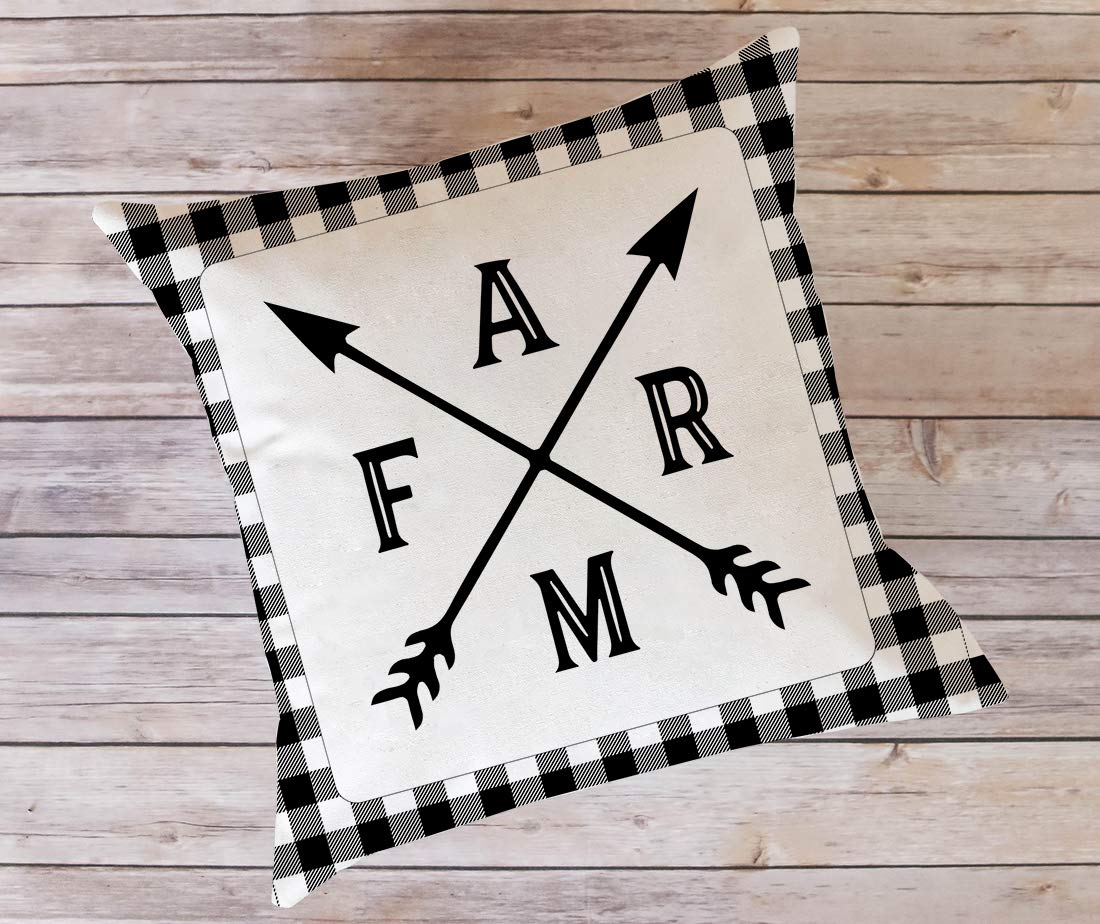 Farmhouse Buffalo Check Plaid Pillow Covers 18x18 Inch - Set of 4 Black and White Rustic Throw Pillow Cases for Couch, Bed, Sofa - Cozy Fall Home Decor with 