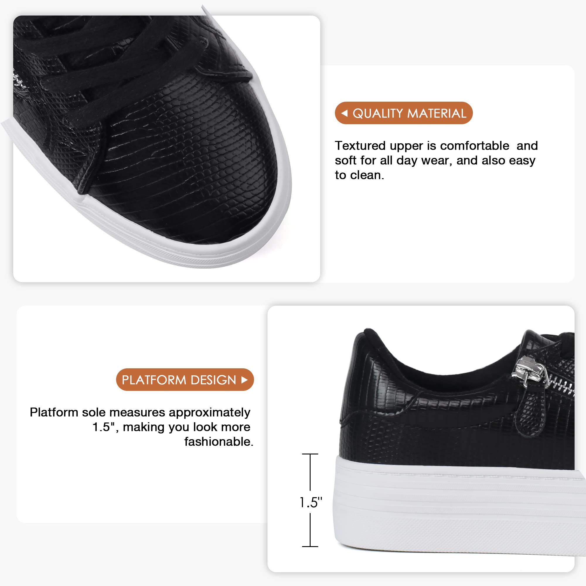 JABASIC Women's Lace Up Platform Sneakers - Comfortable Low Top Fashion Walking Shoes for Casual Wear | Perfect for Daily Outfits, Street Style & Work Comfort