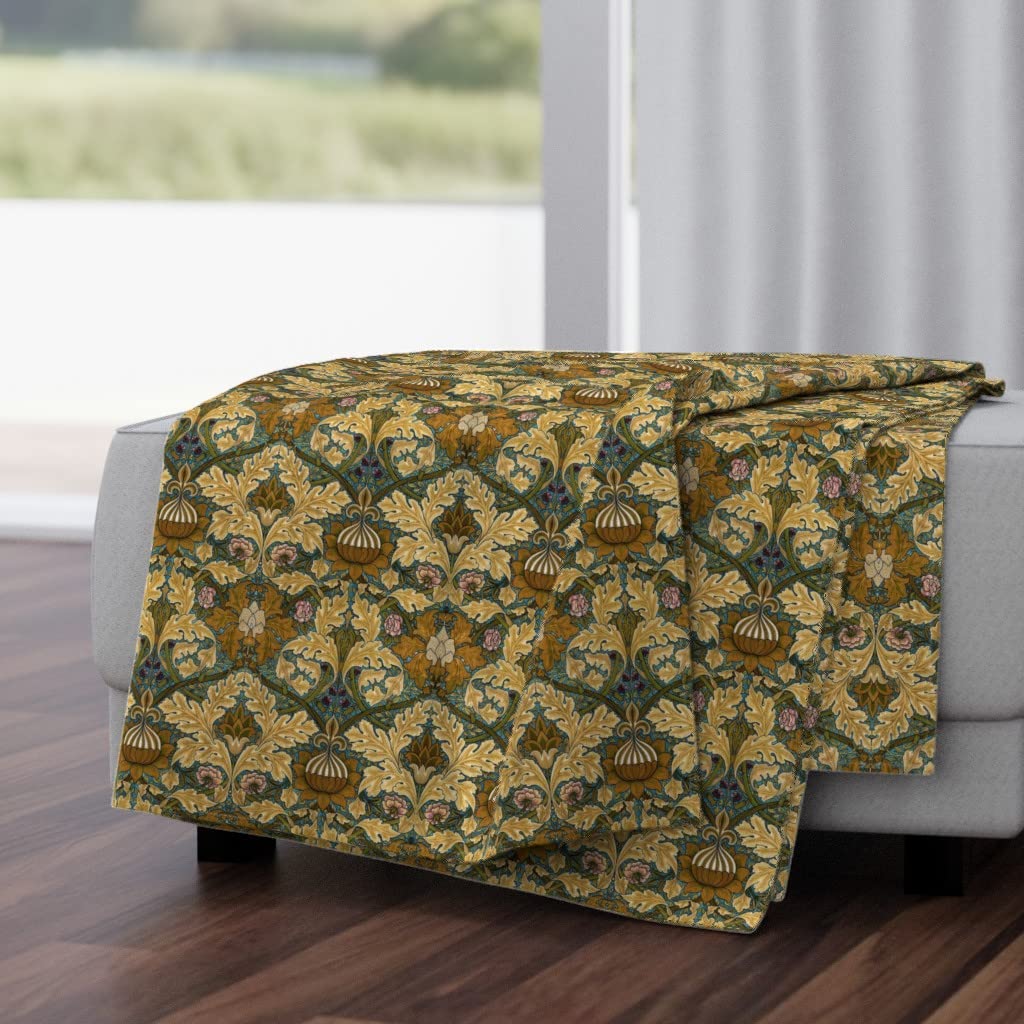 Luxe Velvet Throw Blanket 50x70 Inches - Victorian Abstract Floral Retro Vintage Design Soft Cozy Blanket for Sofa, Bed & Home Decor | Perfect Gift for Christmas & Housewarming
