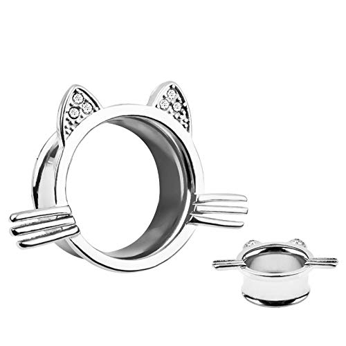 3 Pairs Stainless Steel Ear Gauges Plugs Tunnels - Cute Cat Shape Ear Stretchers for Piercing Jewelry | Perfect for Body Modification, Punk Fashion & Self-Expression
