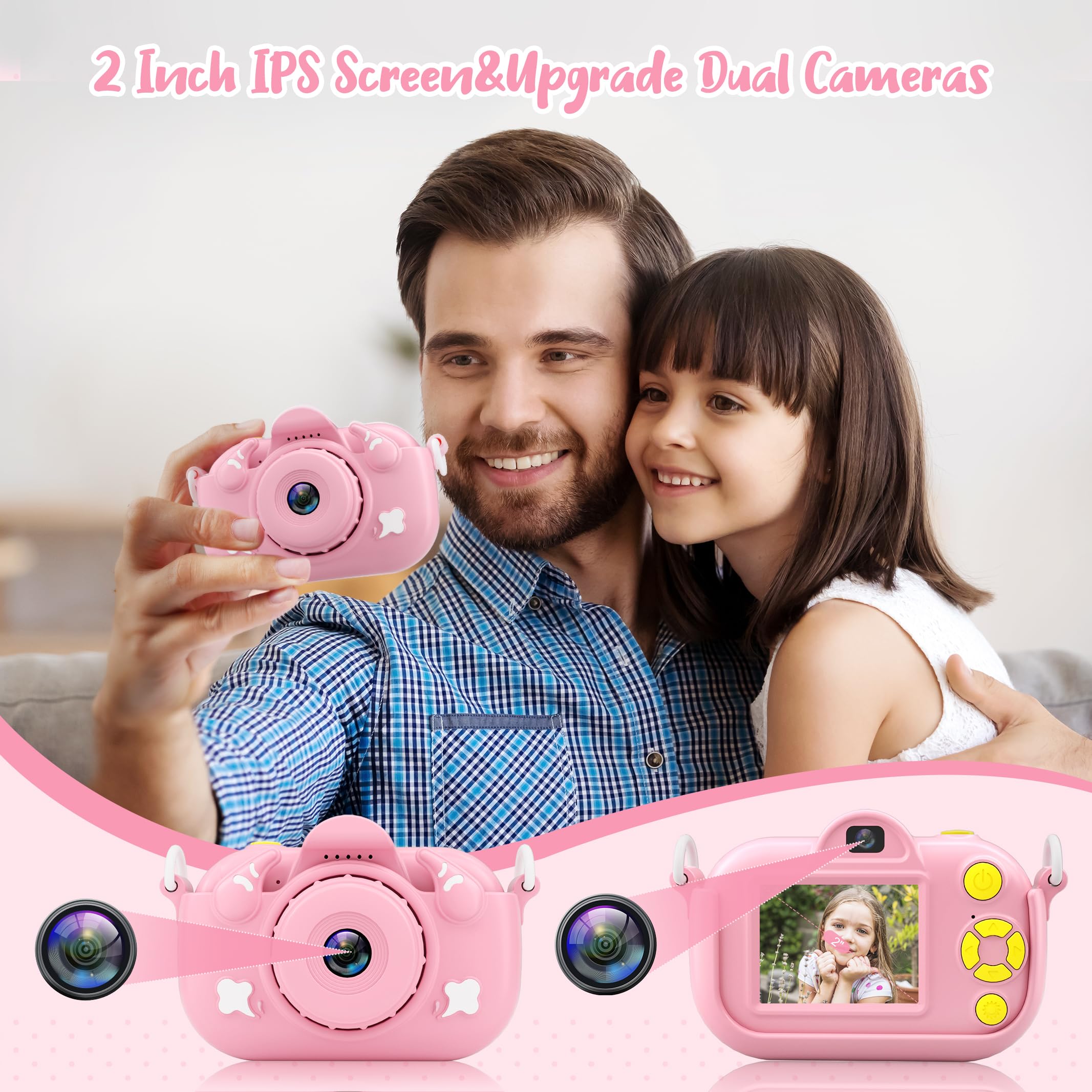 Best Kids Digital Camera Toy for Boys & Girls Ages 3-8 - 1080P HD Dual Lens Camera with 32GB SD Card | Perfect Christmas & Birthday Gift for Toddlers | Outdoor Adventures, Travel & Learning Photography