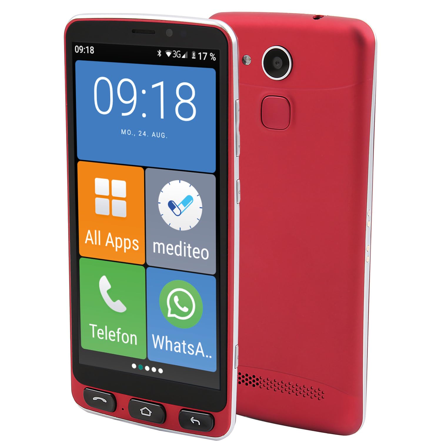 OLYMPIA Neo 5.5-inch Dual SIM Android 10 Smartphone - 4G LTE, 2GB RAM, 16GB Storage, 2400mAh Battery, USB Type-C, Black/Red - Perfect for Travel & Business Use