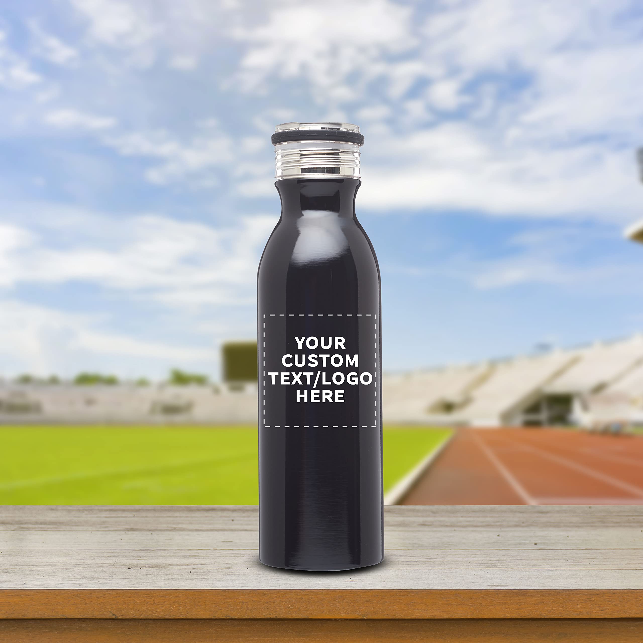 Echo 20 oz Custom Stainless Steel Water Bottles - Double Wall Insulated Bulk Pack of 24 - Personalized Black Drinkware for Coffee, Soda, Hot & Cold Beverages - Perfect for Office, Gym, Camping & Outdoor Activities