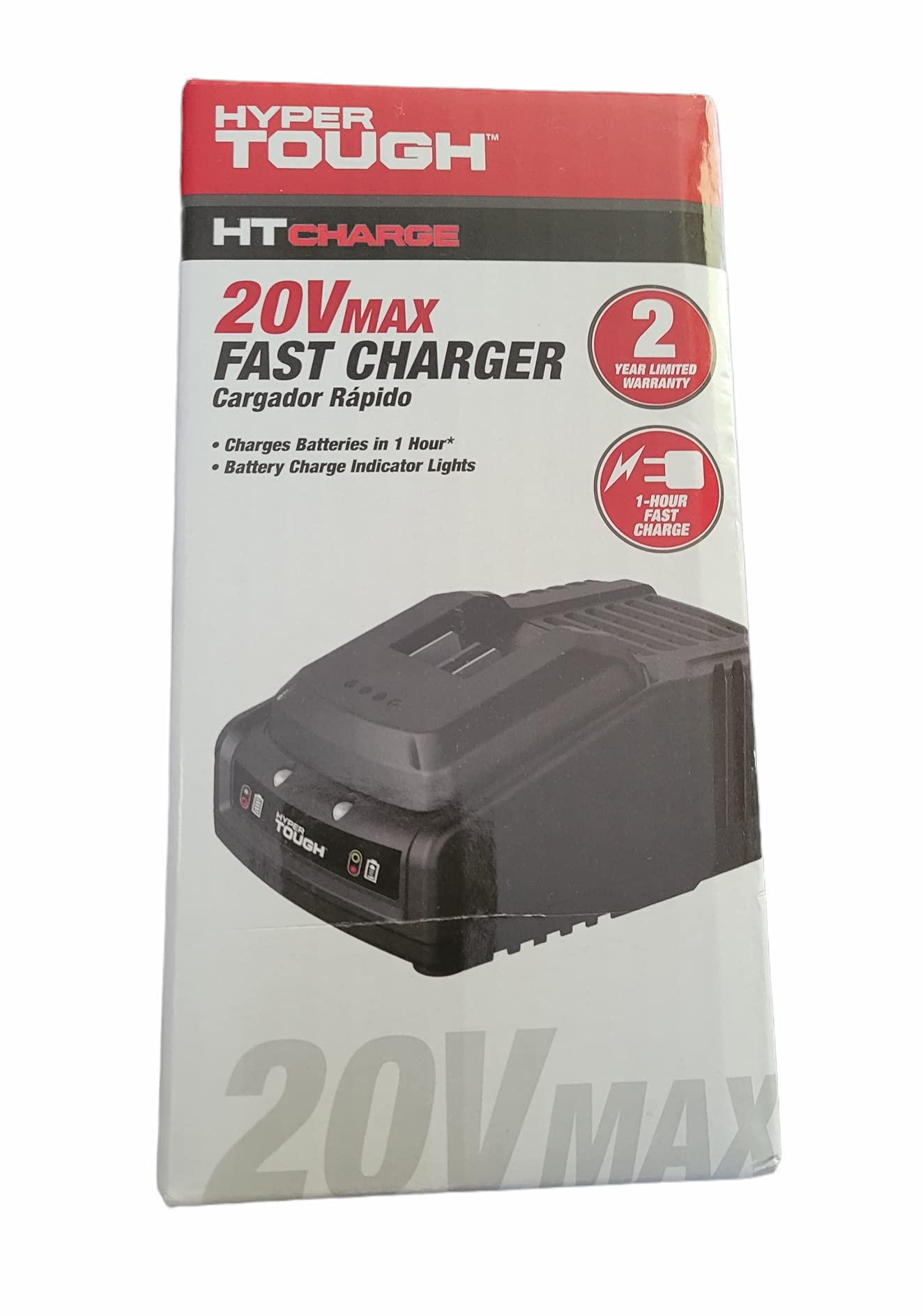 Hyper Tough 20V Max Fast Charger for Power Tools - Quick Charge Battery Charger Compatible with 20V Lithium-Ion Batteries - Ideal for Drills, Saws, and DIY Projects