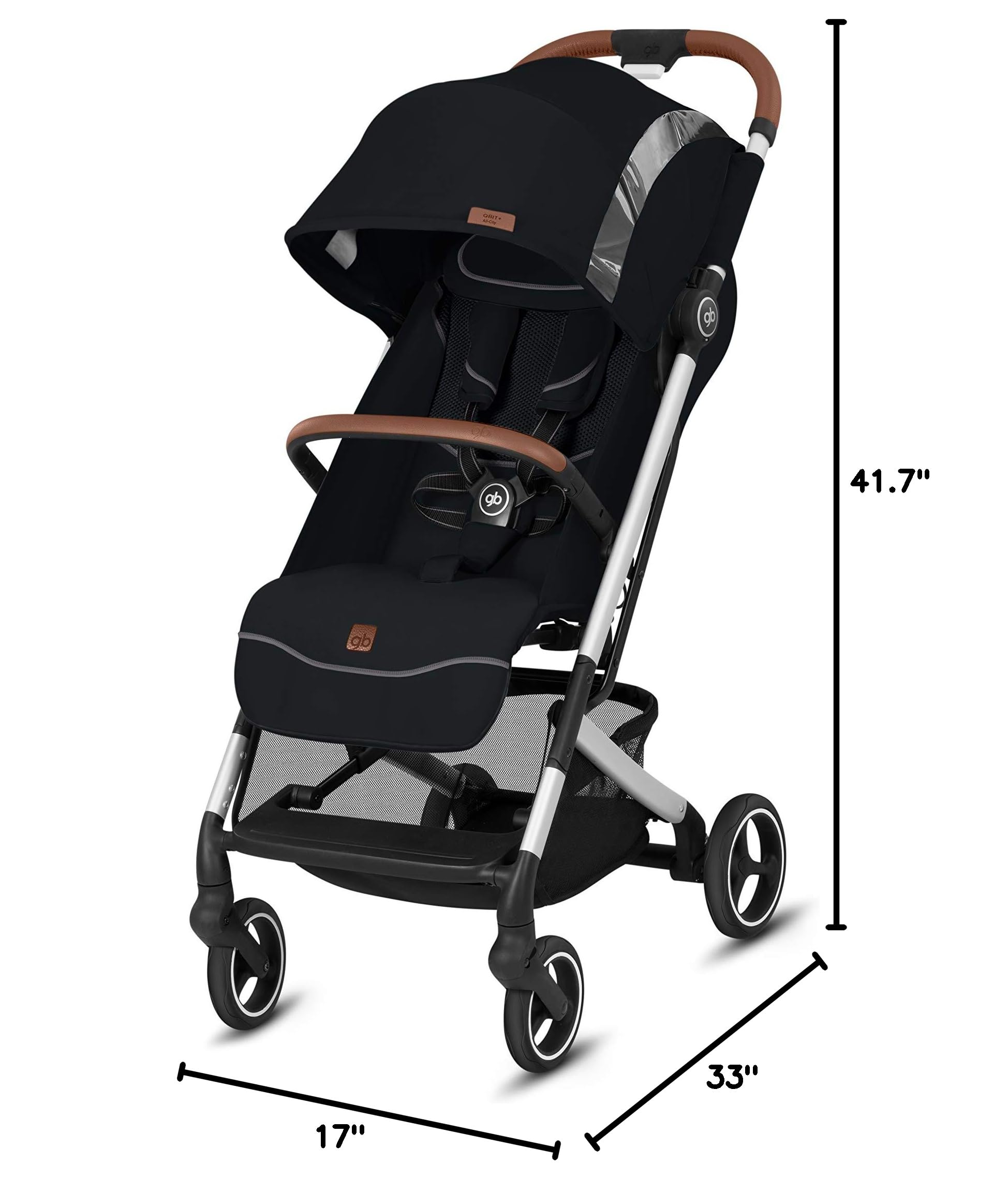 GB QBit+ All-City Stroller - Velvet Black | Lightweight Compact Baby Stroller for Urban Travel & Daily Use