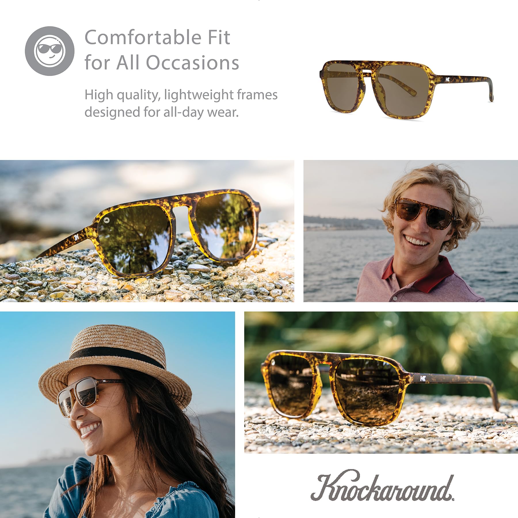 Knockaround Pacific Palisades Polarized Sunglasses for Men & Women - UV400 Protection, Stylish Unisex Shades for Beach, Driving & Outdoor Activities