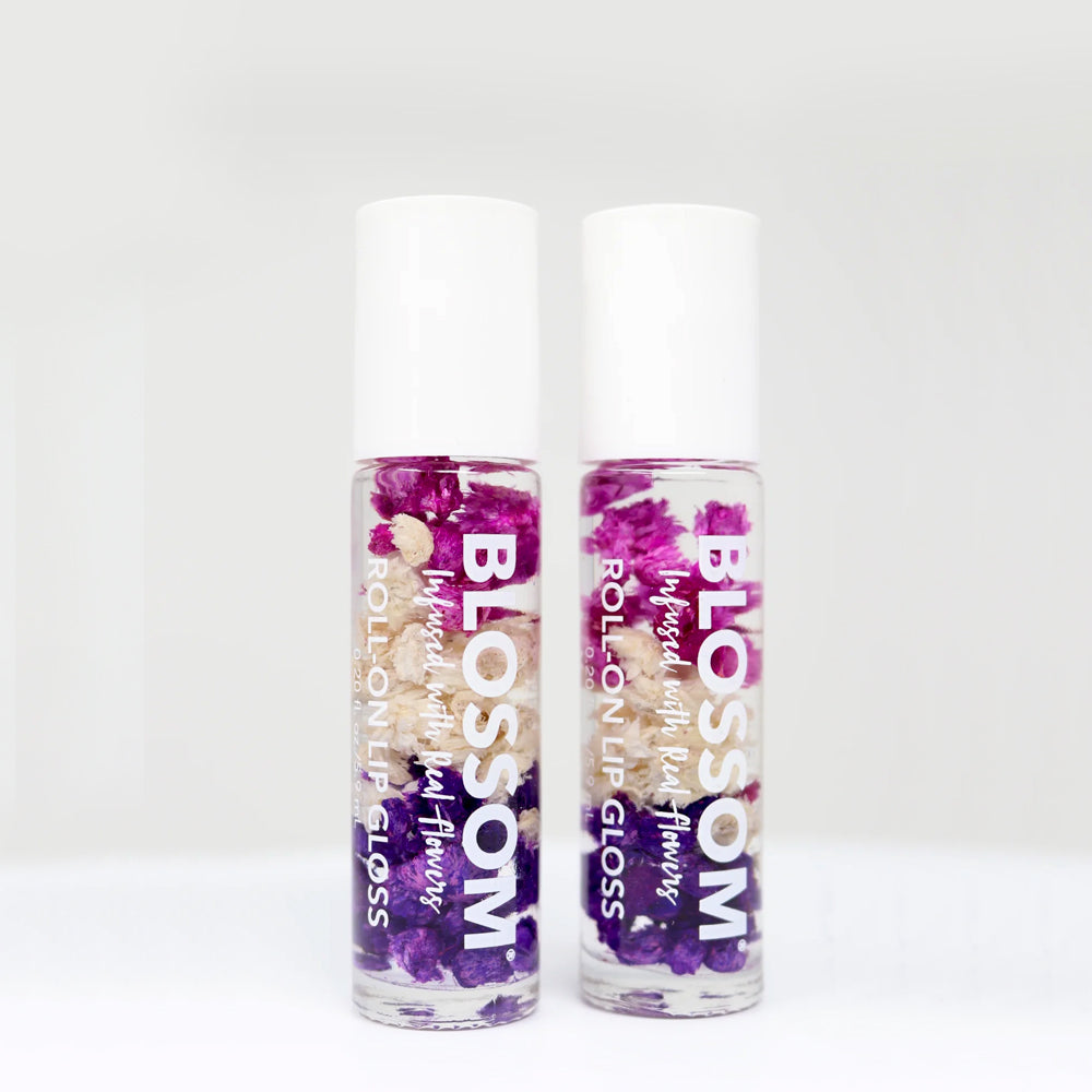 Blossom Roll On Lip Gloss with Natural Flower Infusion - 2 Pack Hydrating Lip Balm for Daily Moisture & Shine | Perfect for Work, Date Night & On-the-Go Touch Ups