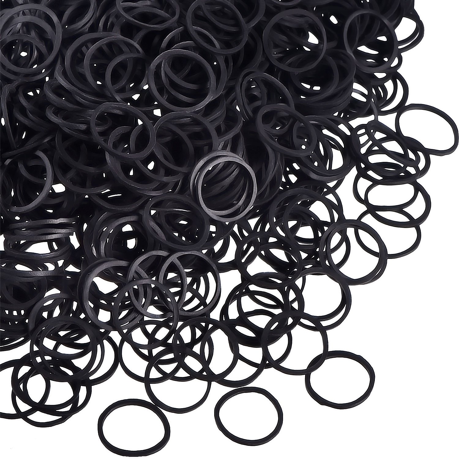 Hicarer 1000 Mini Soft Elastic Rubber Bands for Kids Hair Braids & Hairstyles - Black - Perfect for DIY Hair Accessories, Braiding, Ponytails & Crafts