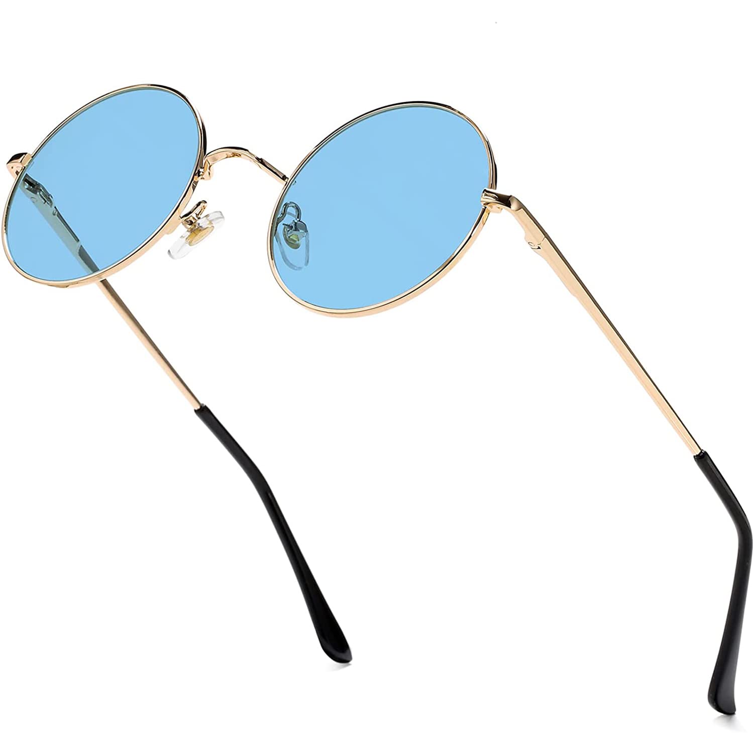 Retro Round Polarized Sunglasses for Women & Men - Small Red Lens Circle Glasses, Hippie Style Sun Shades for Outdoor Activities, Beach, Driving, and Fashion Accessories