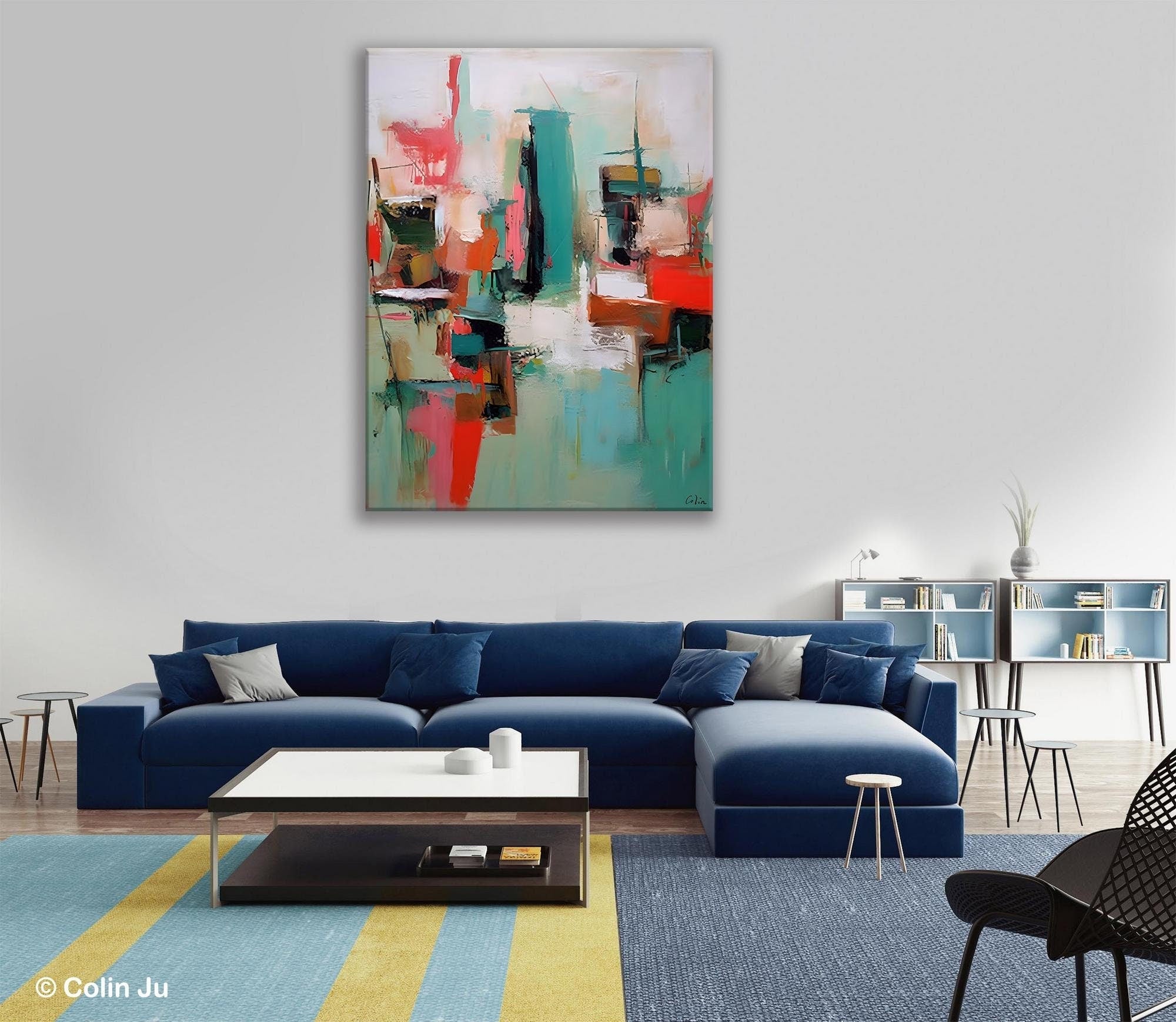 Extra Large Contemporary Acrylic Canvas Painting - Original Abstract Impasto Artwork for Wall Decor | Modern Home & Office Decoration